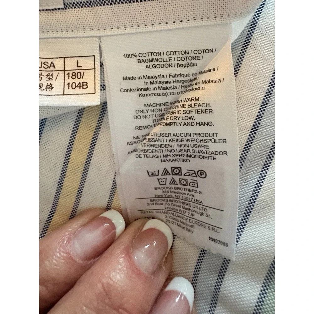Brooks Brothers  Button Down Shirt Mens  LG pastel stripe 100% cotton Heritage - Picture 7 of 16